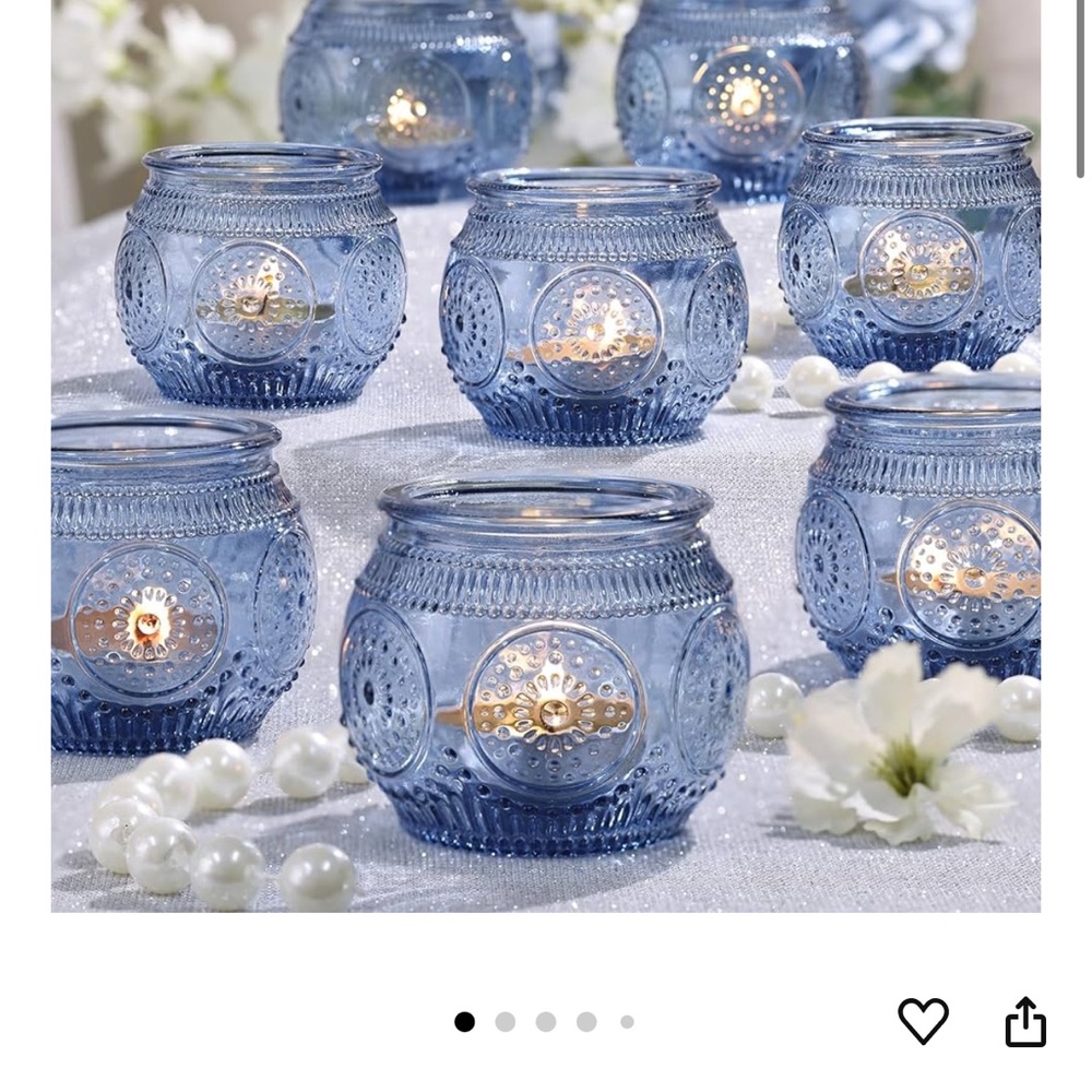 Blue Glass Candle Holders Set
